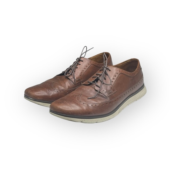 Timberland ✪ Brogue Oxford Wingtip Edgy Leather Lace Up Shoes ✪ Dark Tan Brown - Picture 8 of 16